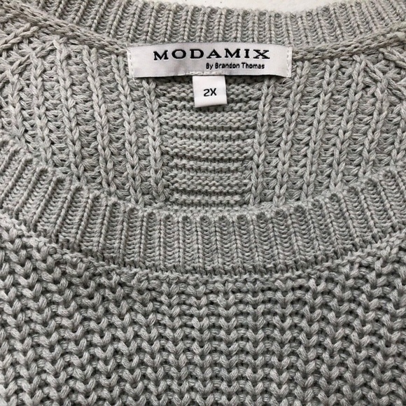 NWT Modamix Women's Gray Scoop Neck Zip Front Long Sleeve Sweater Plus Sizes - Picture 13 of 16